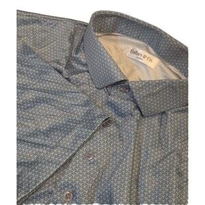 NWOT Collars & Co Mens XL Dress Collar Polo Shirt Slate Blue Geo Print Golf